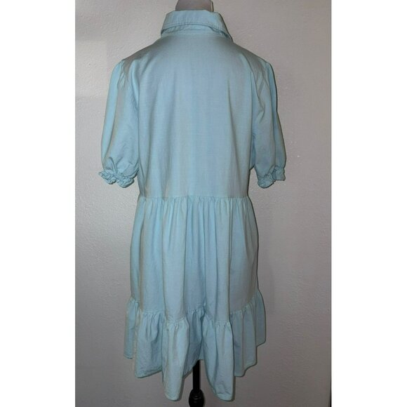 Roylamp Light Blue Ruffled Shirt Dress With Pockets Size XL - Picture 2 of 7